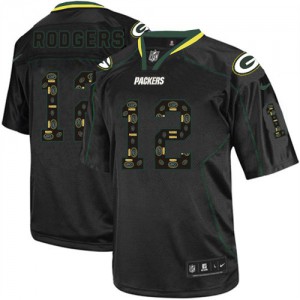 Hommes Nike Packers de verte Bay # 12 Aaron Rodgers élite nouveau Lights Out noir NFL Maillot Magasin