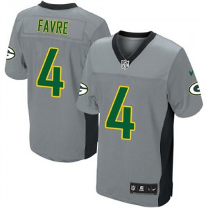 Hommes Nike Packers de verte Bay # 4 Brett Favre Élite gris ombre NFL Maillot Magasin