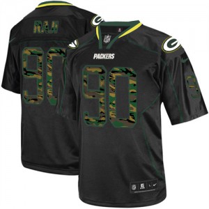 Hommes Nike Packers de verte Bay # 90 B.J. Raji Élite noire Camo Fashion NFL Maillot Magasin