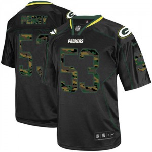Hommes Nike Packers de verte Bay # 53 Nick Perry Élite noire Camo Fashion NFL Maillot Magasin