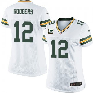 Femmes Nike Packers de verte Bay # 12 Aaron Rodgers élite blanc C Patch NFL Maillot Magasin