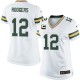 Women Nike Green Bay Packers &12 Aaron Rodgers Elite White C Patch NFL Jersey