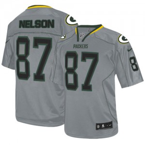 Hommes Nike Packers de verte Bay # 87 Jordy Nelson élite Lights Out gris NFL Maillot Magasin