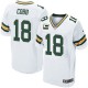 Men Nike Green Bay Packers &18 Randall Cobb Elite White C Patch NFL Jersey
