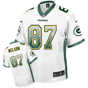 Hommes Nike Packers de verte Bay # 87 Jordy Nelson Élite Blanc Drift mode NFL Maillot Magasin Hommes Nike Packers de verte Bay # 87 Jordy Nelson Élite Blanc Drift mode NFL Maillot Magasin
