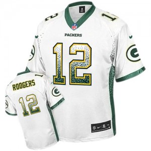 Hommes Nike Packers de verte Bay # 12 Aaron Rodgers Élite Blanc Drift mode NFL Maillot Magasin