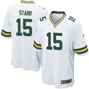 Packers de verte Bay jeunesse Nike # 15 Bart Starr Élite blanc NFL Maillot Magasin