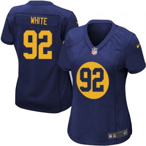 Femmes Nike Packers de verte Bay # 92 Reggie Blanc Élite Navy Bleu alternent NFL Maillot Magasin