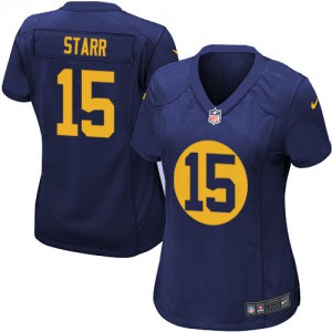Femmes Nike Packers de verte Bay # 15 Bart Starr élite Navy bleu alternent NFL Maillot Magasin