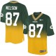 Men Nike Green Bay Packers &87 Jordy Nelson Elite Green/Gold Fadeaway NFL Jersey