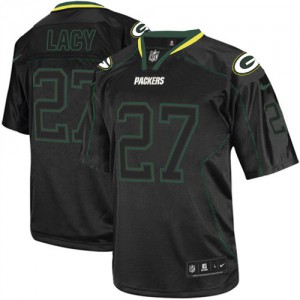 Hommes Nike Packers de verte Bay # 27 Eddie Lacy élite Lights Out noir NFL Maillot Magasin