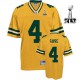 Reebok Green Bay Packers &4 Brett Favre Yellow 2011 Super Bowl XLV Replica Throwback NFL Jersey