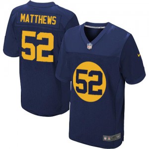 Hommes Nike Packers de verte Bay # 52 Clay Matthews : le bleu marine élite remplaçant NFL Maillot Magasin
