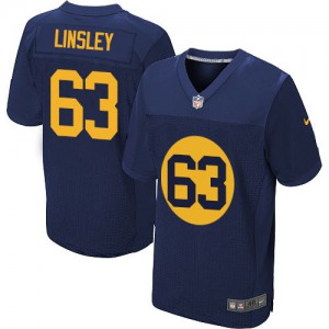 Hommes Nike Packers de verte Bay # 63 Corey Linsley Élite Navy bleu alternent NFL Maillot Magasin