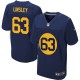 Men Nike Green Bay Packers &63 Corey Linsley Elite Navy Blue Alternate NFL Jersey