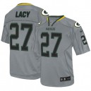 Men Nike Green Bay Packers &27 Eddie Lacy Elite Lights Out Grey NFL Jersey