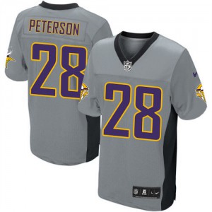 Hommes Nike Minnesota Vikings # 28 Adrian Peterson élite gris ombre NFL Maillot Magasin