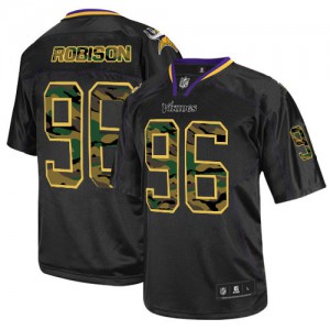 Hommes Nike Minnesota Vikings # 96 Brian Robison Élite noire Camo Fashion NFL Maillot Magasin