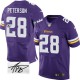 Hommes Nike Minnesota Vikings # 28 Adrian Peterson équipe violet couleur Élite dédicacé NFL Maillot Magasin