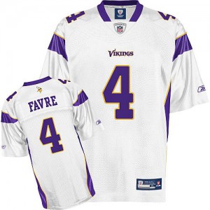 Jeunesse Reebok Minnesota Vikings # 4 Brett Favre blanc Replica Throwback NFL Maillot Magasin Jeunesse Reebok Minnesota Vikings # 4 Brett Favre blanc Replica Throwback NFL Maillot Magasin