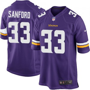 Vikings du Minnesota jeunesse Nike # 33 Jamarca Sanford élite violet équipe NFL Maillot Magasin de couleur