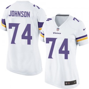 Femmes Nike Minnesota Vikings # 74 Charlie Johnson Élite blanc NFL Maillot Magasin