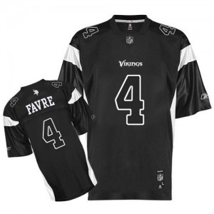 Vikings du Minnesota Reebok # 4 Brett Favre noir ombre Throwback authentique NFL maillot