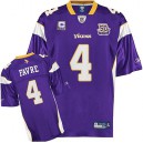 Reebok Minnesota Vikings &4 Brett Favre Purple Team Color With C Patch Team 50TH Patch Premier EQT Throwback NFL Jersey