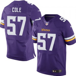 Hommes Nike Minnesota Vikings # 57 Audie Cole élite violet équipe NFL Maillot Magasin de couleur