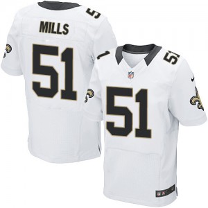 Hommes Nike New Orleans Saints # 51 Sam Mills Élite blanc NFL Maillot Magasin