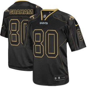 Hommes Nike New Orleans Saints # 80 Jimmy Graham Élite Lights Out noir NFL Maillot Magasin