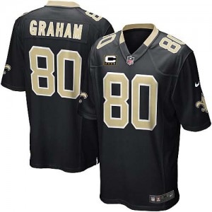 Jeunesse Nike Nouvelle Orleans Saints # 80 Jimmy Graham Élite équipe noir couleur C Patch NFL Maillot Magasin