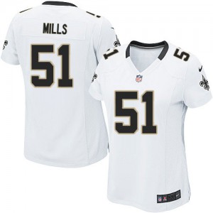 Femmes Nike New Orleans Saints # 51 Sam Mills Élite blanc NFL Maillot Magasin