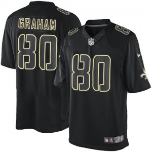 Hommes Nike New Orleans Saints # 80 Jimmy Graham Élite Noir Impact NFL Maillot Magasin