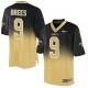 Men Nike New Orleans Saints &9 Drew Brees Elite Black/Gold Fadeaway NFL Jersey