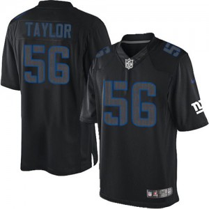 Hommes Nike New York Giants # 56 Lawrence Taylor Élite Noir Impact NFL Maillot Magasin