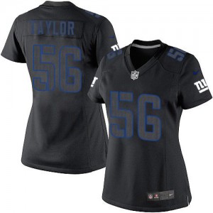 Femmes Nike New York Giants # 56 Lawrence Taylor Élite Noir Impact NFL Maillot Magasin
