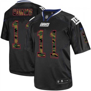 Hommes Nike New York Giants # 11 Phil Simms Élite noire Camo Fashion NFL Maillot Magasin