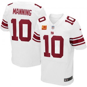 Hommes Nike New York Giants # 10 Eli Manning Élite blanc C Patch NFL Maillot Magasin