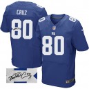 Men Nike New York Giants &80 Victor Cruz Royal Blue Team Color Elite Autographed NFL Jersey