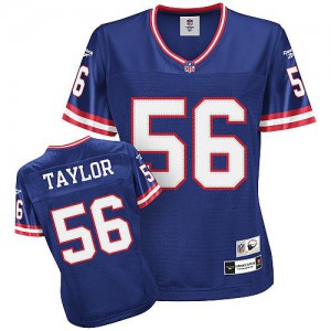 Reebok New York Giants # 56 Lawrence Taylor bleu femmes Throwback équipe couleur Premier EQT NFL Maillot Magasin