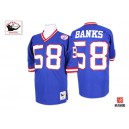 Mitchell and Ness New York Giants &58 Carl Banks Blue Authentic Throwback NFL Jersey