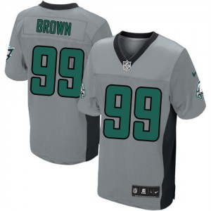 Hommes Nike Philadelphia Eagles # 99 Jerome Brown élite gris ombre NFL Maillot Magasin