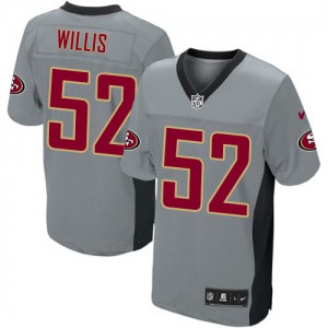 Hommes Nike San Francisco 49ers # 52 Patrick Willis Élite gris ombre NFL Maillot Magasin