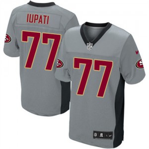 Hommes Nike San Francisco 49ers # 77 Mike Iupati Élite gris ombre NFL Maillot Magasin