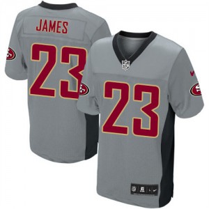 Hommes Nike San Francisco 49ers # 23 LaMichael James Élite gris ombre NFL Maillot Magasin