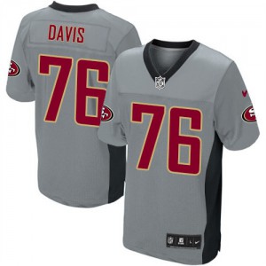 Hommes Nike San Francisco 49ers # 76 Anthony Davis Élite gris ombre NFL Maillot Magasin