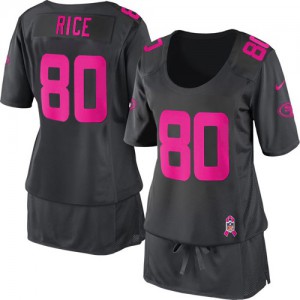 Femmes Nike San Francisco 49ers # 80 Jerry Rice élite Dark Gris Breast Cancer Awareness NFL Maillot Magasin