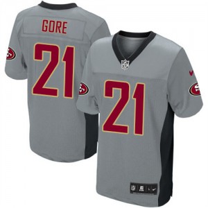 Hommes Nike San Francisco 49ers # 21 Frank Gore élite gris ombre NFL Maillot Magasin