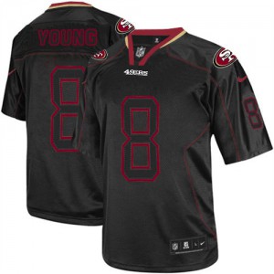 Hommes Nike San Francisco 49ers # 8 Steve Young élite Lights Out noir NFL Maillot Magasin